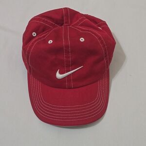 Nike Strapback Red With White Stitching-Adjustable Embroidered Swoosh-